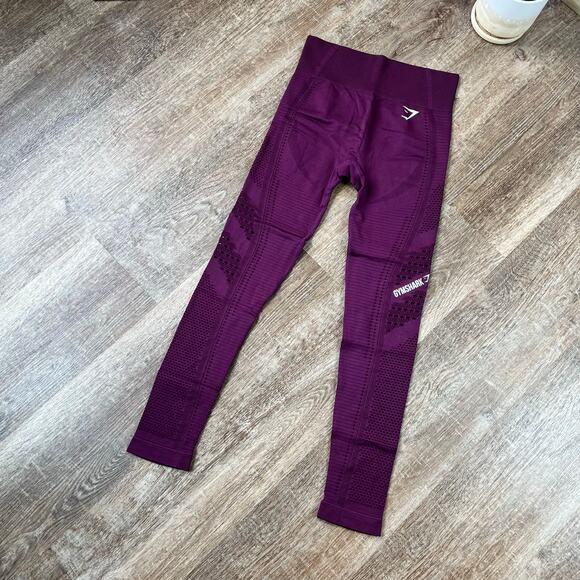 Gymshark Flawless Knit Tights In Ruby Mesh Leggings High Rise - Picture 3 of 6